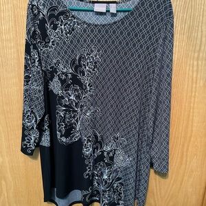 Chico's Black and White Floral Blouse